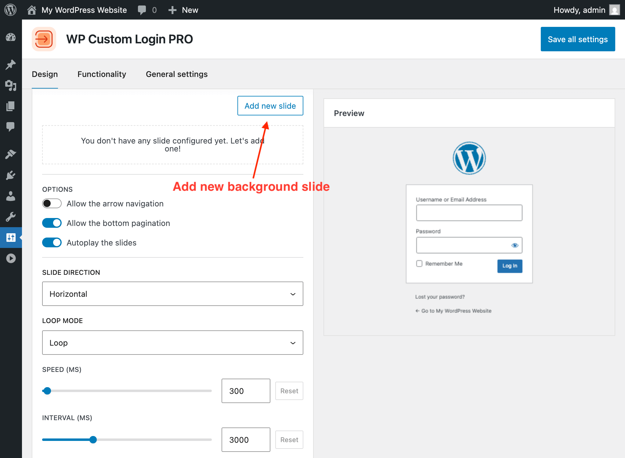 Adding a new background slide