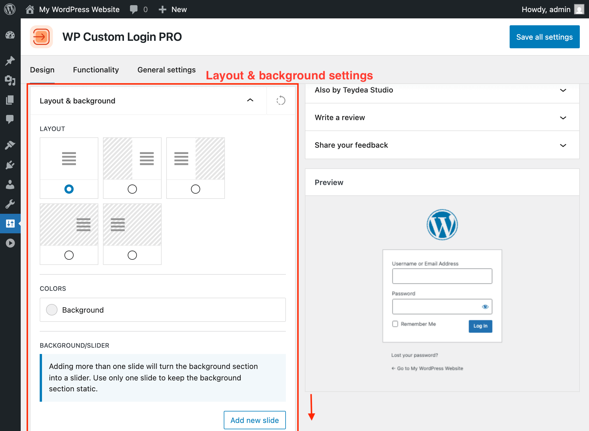 Layout mode selector